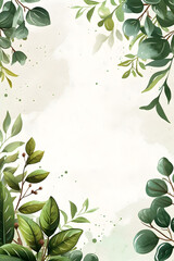 Green Leaves on White Background card