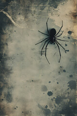Black Spider Perched on Dirty Surface card