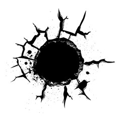 Silhouette bullet hole in concrete black color only