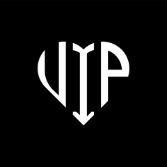 VIP creative love shape monogram letter logo. VIP Unique modern flat abstract vector letter logo design.
