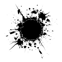 Silhouette bullet hole in concrete black color only - obrazy, fototapety, plakaty