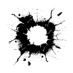 Silhouette bullet hole in concrete black color only - obrazy, fototapety, plakaty