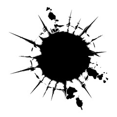 Silhouette bullet hole in metal material black color only - obrazy, fototapety, plakaty