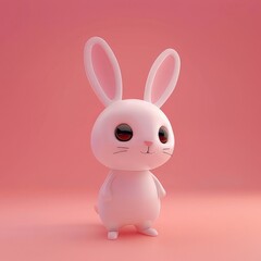 An adorable rabbit depicted in a 3D illustration
