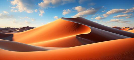 Sand dunes in the desert, hot and dry desert landscape. 3D Illustration 