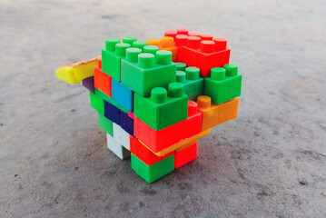 Randomly Made Design with Toy Building Blocks