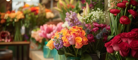 Obraz premium Vibrant and colorful collection of assorted fresh and beautiful flowers