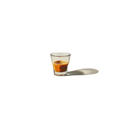 Fototapeta na wymiar Minimalist americano coffee glass with hard shadow on transparent background. 