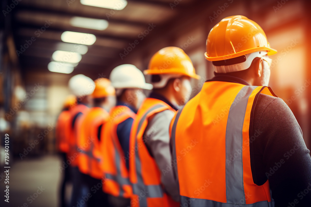 Poster generative ai picture of professional engineer worker wearing uniform in factory generative ai