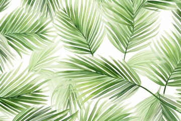 Abstract pattern with green tropical palm leaves. Watercolor style