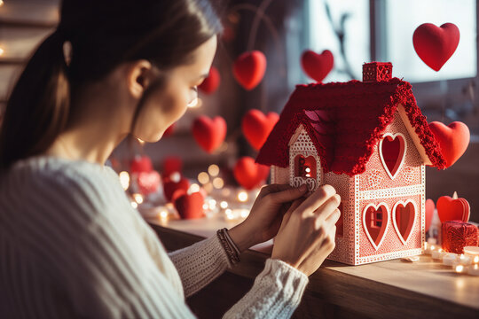 Romantic date moment saint Valentine Day celebration Generative AI conceptual illustration poster