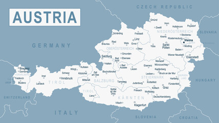 Austria Map. Detailed Vector Illustration of Austrian Map