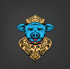 pig master character, perfect to print on tee shirt 