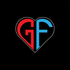 Obraz premium GF creative love shape monogram letter logo. GF Unique modern flat abstract vector letter logo design. 