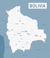 Bolivia Map. Detailed Vector Illustration of Bolivian Map