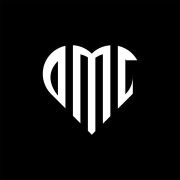 DMC creative love shape monogram letter logo. DMC Unique modern flat abstract vector letter logo design.
