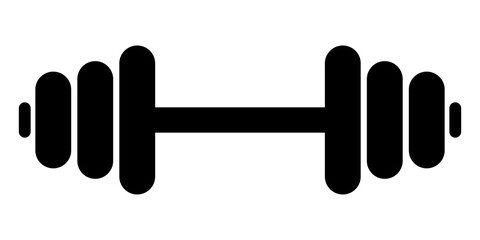 Dumbbell for the gym icon. Barbell black symbol. Vector illustration isolated on white background.
