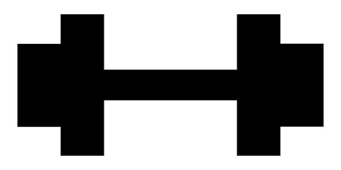 Obraz premium Dumbbell for the gym icon. Barbell black symbol. Vector illustration isolated on white background.