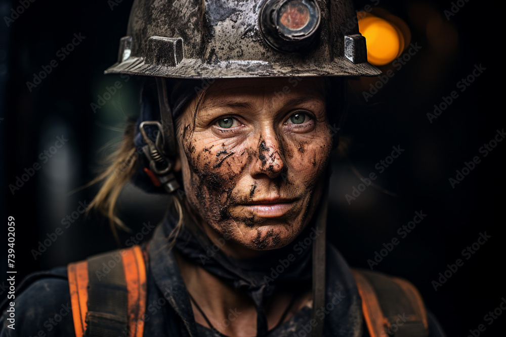 Aufkleber generative ai picture of a hard mining work deep in the earth extracting vital energy resources