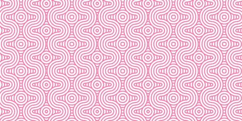 Fototapeta premium Modern diamond geometric waves spiral pattern and abstract circle wave lines. pink seamless tile stripe geomatics overlapping create retro square line backdrop pattern background. Overlapping Pattern.