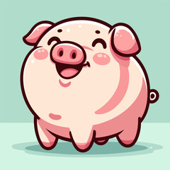 vector style smile cute pig illustration
