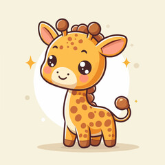 vector style smile cute giraffe illustration