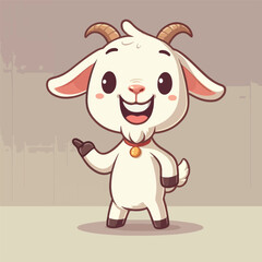 vector style smile goat cute illustration