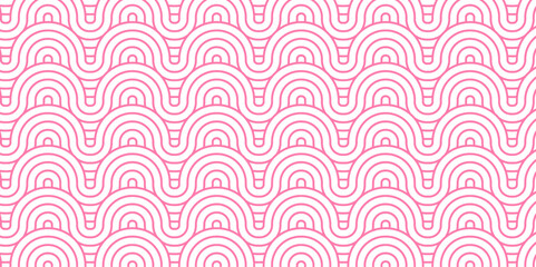 Modern diamond geometric waves spiral pattern and abstract circle wave lines. pink seamless tile stripe geomatics overlapping create retro square line backdrop pattern background. Overlapping Pattern.