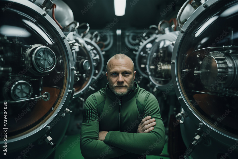 Poster generative ai picture of a professional man mechanic fixing tech future innovation inventions
