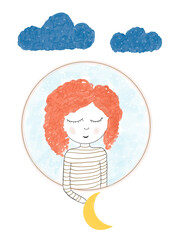 Little girl holding moon
