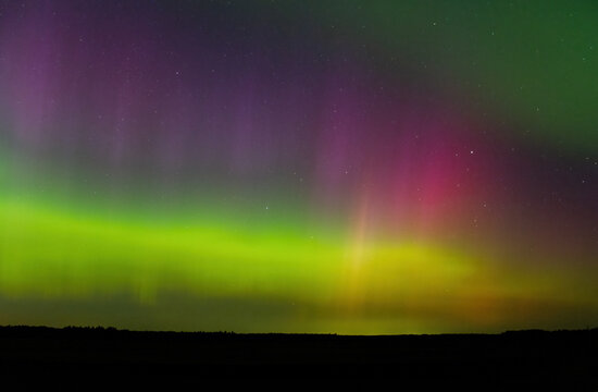 Northern lights - Aurora borealis, on the east side. Lithuania.