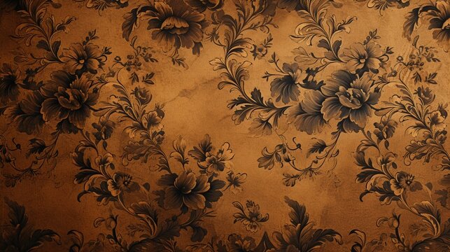 Naklejki An elegant digital background featuring a classic damask pattern with intricate details and lifelike colors, simulating the quality of an HD image,