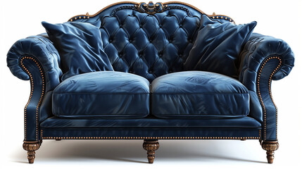 Luxurious velvet loveseat, plush comfort in a sophisticated silhouette on transparent background.png format 