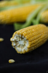 yellow corn on a black background