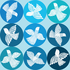 Peace. Love. Cute seamless pattern. Can be used in textile industry, paper, background, scrapbooking.