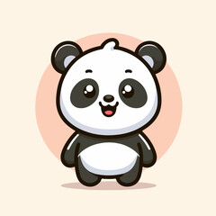vector style smile panda cute illustration