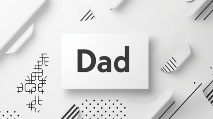 A modern and sleek Father's Day card with a geometric pattern and a bold "Dad" message, designed against a crisp white background for a contemporary feel in breathtaking