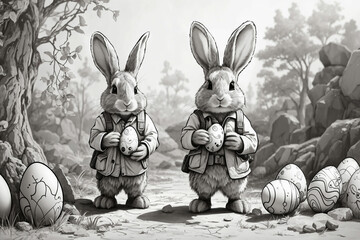 Happy Easter  Sunday Rabbit and Egg Hunt