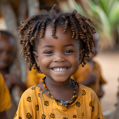 portrait of African child, happy black smiling kid
