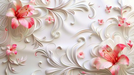 An exquisite Mother's Day card with a swirling floral pattern and a heartfelt message, crafted with elegance on a clean white background, presented in breathtaking