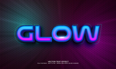 Vector text glow with 3d style effect
