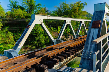Railway bridge.
The railway in Vietnam. A suburb of Nha Trang, a rural area.