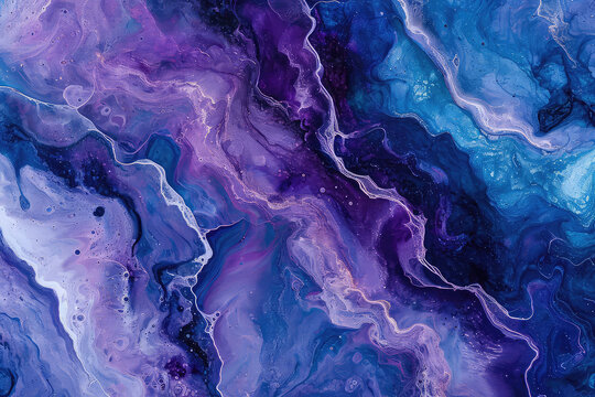 Pink, blue and purple marble abstract background texture. Indigo blue marbling with natural luxury style swirls of marble