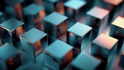 abstract silver cubes from above