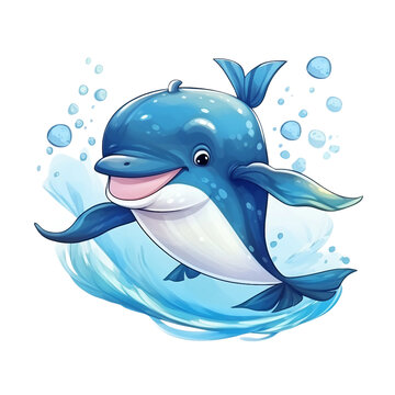 Whale Watercolor Illustration Transparent Background
