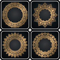 set of golden frames. royal coloring art frame design. mandala circle elements. 