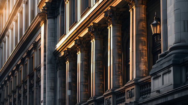 A neoclassical office building standing majestically in the heart of the city blending history with the modern workplace.