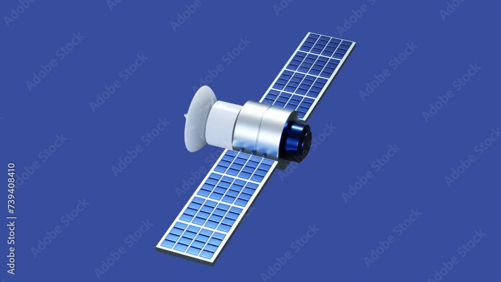 Poster space satellite with solar panels. minimal modern seamless motion design. abstract loop animation