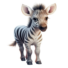 Fototapeta na wymiar Baby Zebra Watercolor Illustration Transparent Background