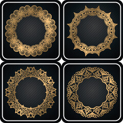 ornamental art circle elements set. art frame for design. 